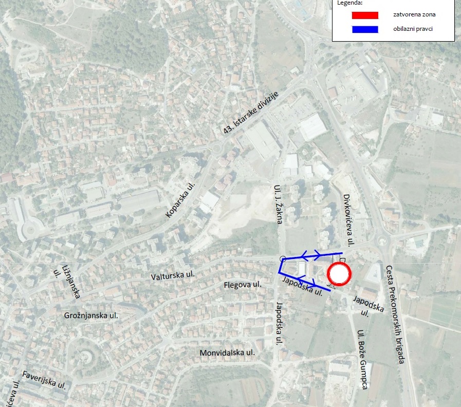 Na dva dana za promet se zatvara proboj Valturska – Japodska ulica/Ulica Bože Gumpca u Puli